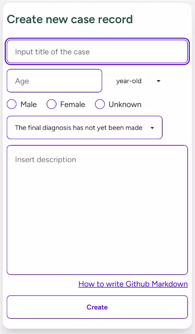 Create new case record